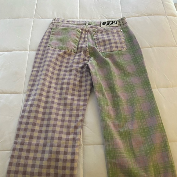 Free People Denim - Free People Lavender and Green Plaid Jeans